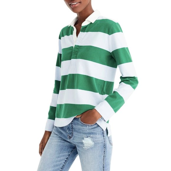 J. Crew Tops - J. Crew Always 1984 Rugby Stripe Shirt Green Gray